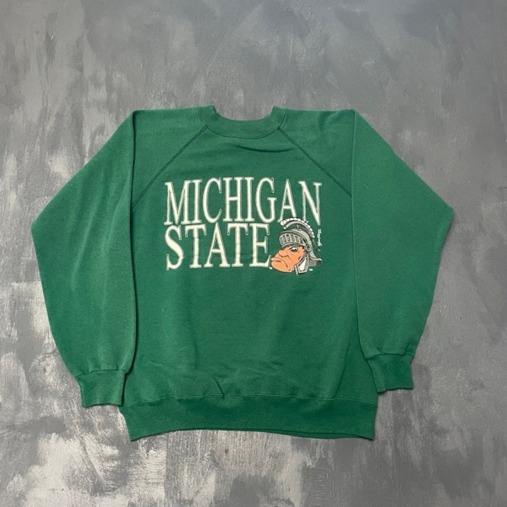 Vintage Michigan State Spartans Sweatshirt Large Green 90s Excellent  Hanes